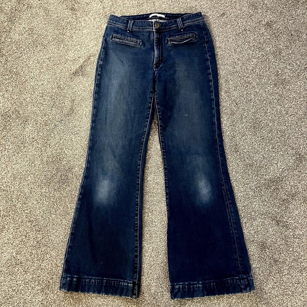 Rich & Skinny Women's Jeans Size 30 Dark Wide Leg‎ Flare USA Made Mid Rise Denim